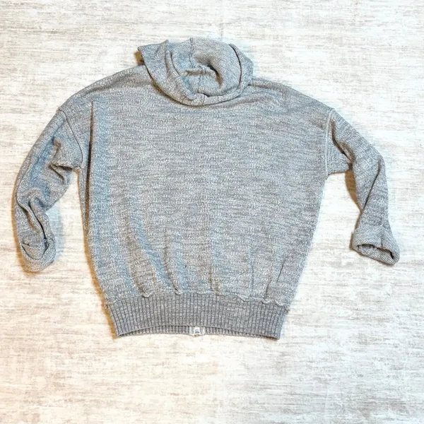 Free People In Bloom Women’s Small Oversized Gray Knit Zip Sweatshirt Hoodie - Image 6