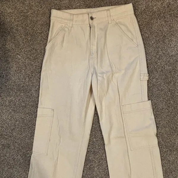 H&M Women Beige Utility Cargo Pants Size US 6 - Image 11