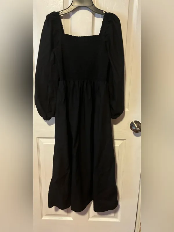 J.crew Smocked puff-sleeve dress size small minimalist - Image 2
