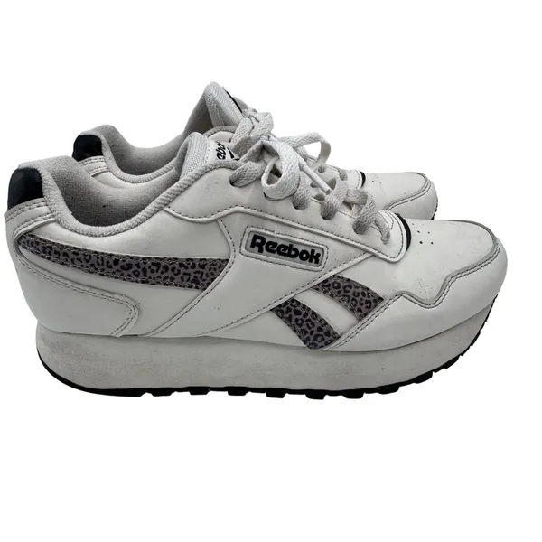 Reebok Women's 8.5 White Sneakers Royal Glide Platform‎ Leopard Print - Image 3