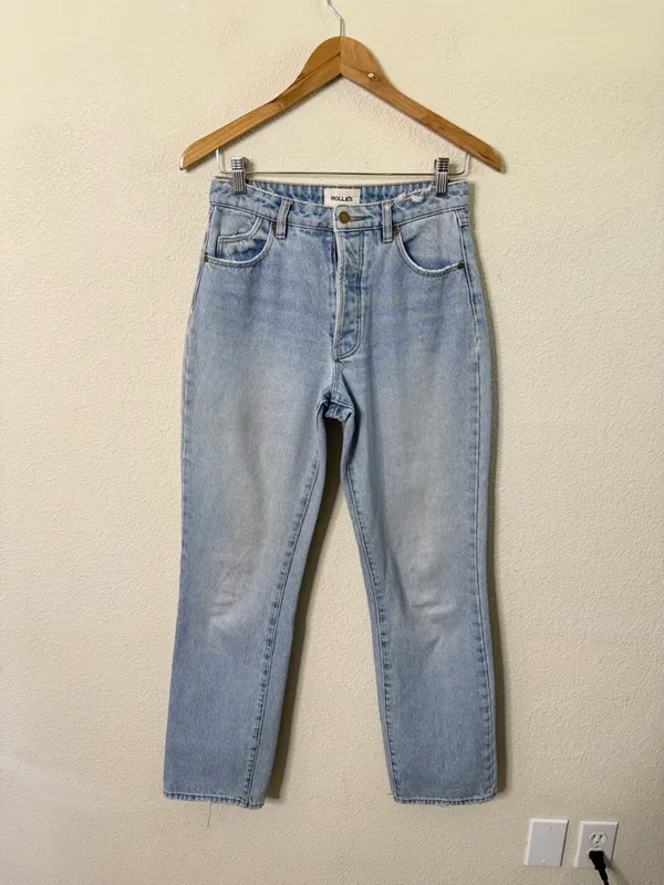 Rollas Classic Straight High Rise Jeans Light‎ Medium Wash Womens Size 27 - Image 2