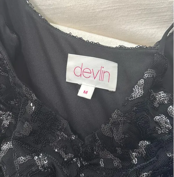 Devlin Sequin Black Dress - Image 4