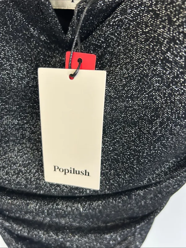 Popilush Ruched Metallic Knit Square Neck Slimming Bodysuit - Image 8