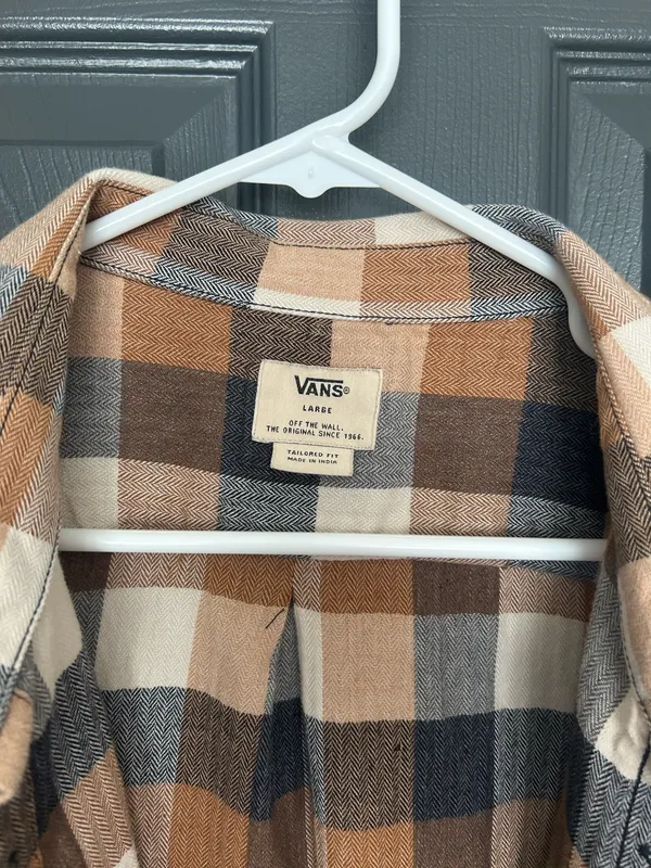 Vans Brown and Cream Plaid Flannel Shirt - Image 2