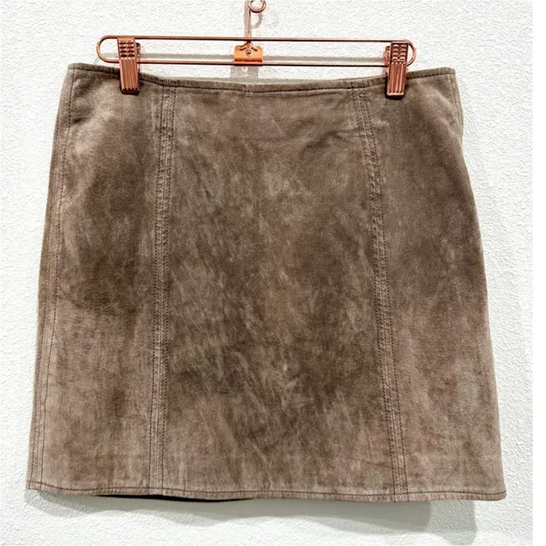 Blank NYC Suede Leather Mini Skirt Size 27 Brown Zip Front Boho Western Chic - Image 9
