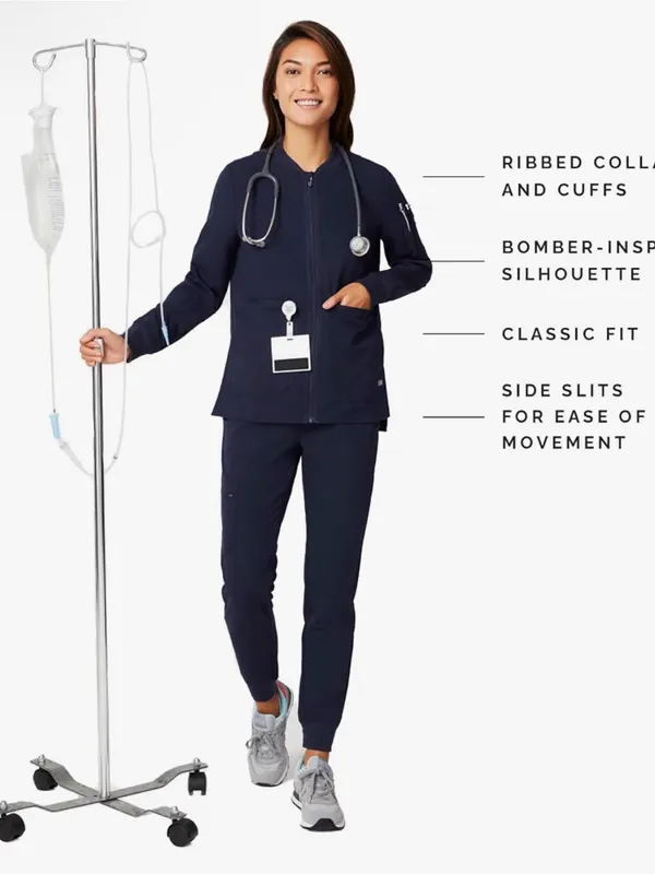 FIGS Bellery Scrub Jacket for Women - Navy classic bomber jacket Size XXS - Image 2