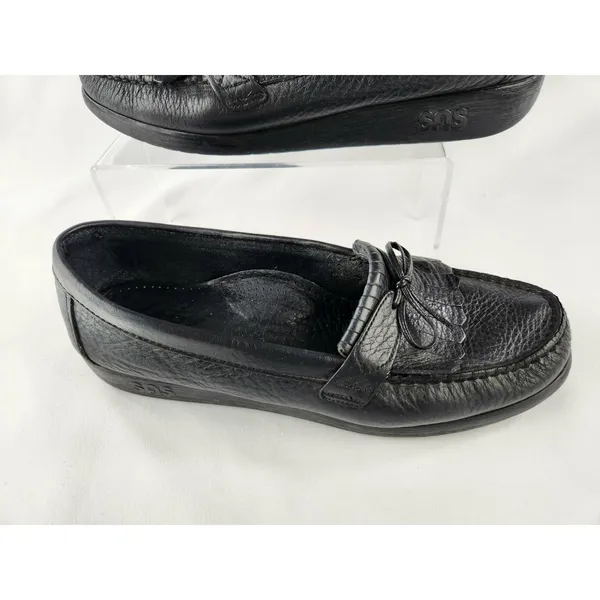 SAS Womens Black Comfort Loafer Kiltie Moccasin Black Leather Shoe‎ Size 11 M 12 - Image 3