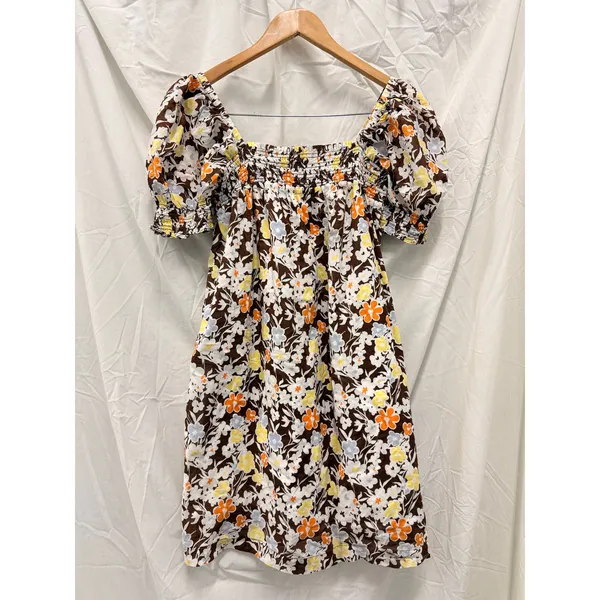 Tory Burch Floral Printed‎ Smocked Mini Dress Medium Spring Summer Vacation - Image 3