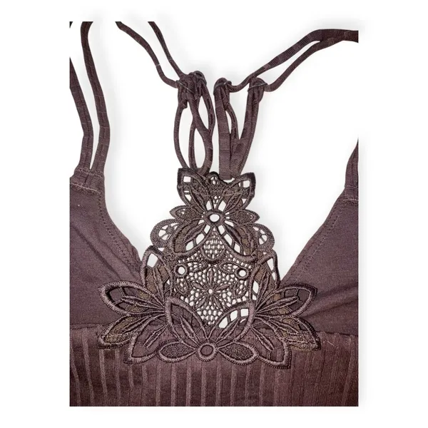 Aerie Womens brown ribbed appliqué longline bralette - Image 3