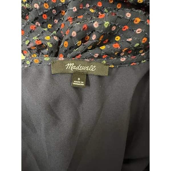 Madewell Lyric Wrap Top in‎ Sugar Dot - Navy Multi - Size Small - Image 3