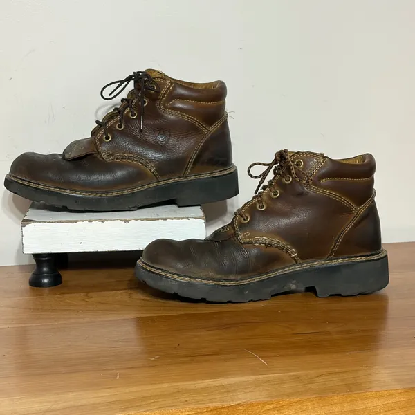 Ariat Barn Yard Brown Leather Lace Up Work Boots Kiltie 10001256 Womens 8B - Image 2