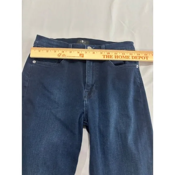 7 For All Mankind Womens High Rise Skinny Jeans Dark Indigo‎ Blue Size 28 - Image 9