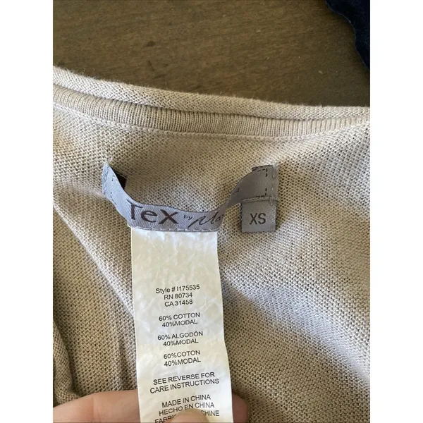 Tex‎ by Max Azria Henley Tank Top Womens XS Beige Knit Cotton Modal Size XS - Image 7