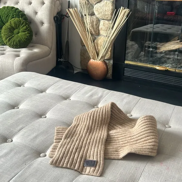 Coach Wool Blend Knit Creme Scarf One Size - Image 5