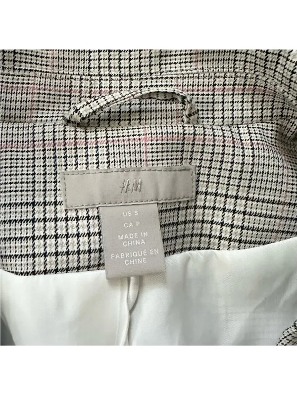 H&M Glen Plaid Single Button Notch Lapel Suit Jacket Lined Blazer Size Small - Image 5