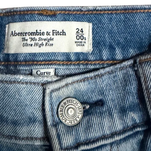 Abercrombie & Fitch Curve Love The 90s Straight Ultra High‎ Rise Jeans 24S - Image 3