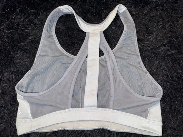 Athleta Women's Size S White and Grey Mesh Racerback Sports Bra - Image 2