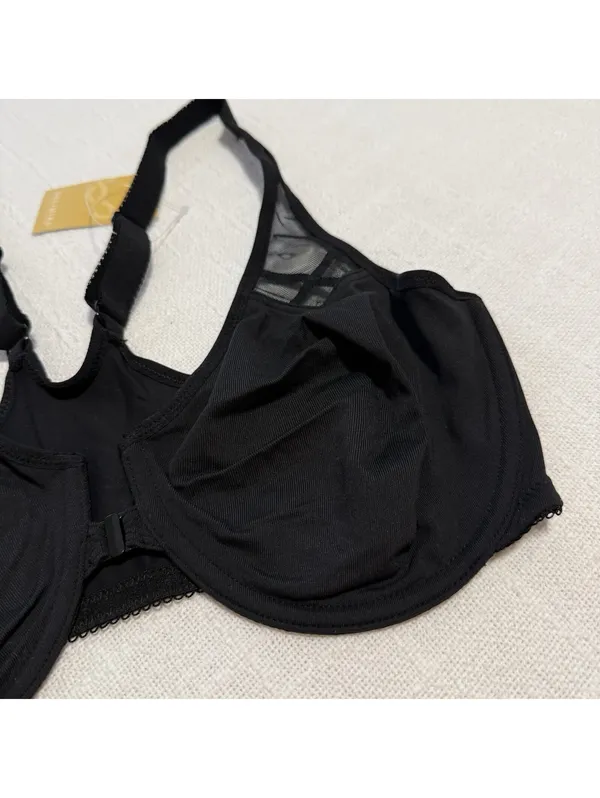 Delimira Front Close Unlined Bra 34DD Underwire W601 Black NWT Racerback - Image 4