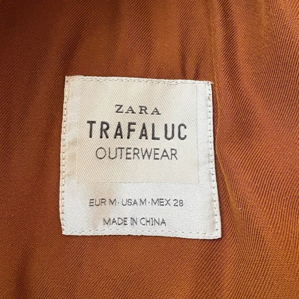 Zara Drawstring Belt Orange Trench Coat Size Medium Womens Pockets Long sleeve - Image 9