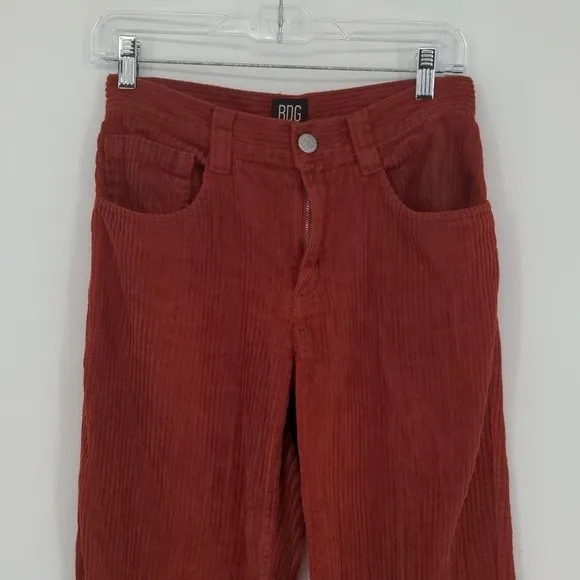 BDG Urban Outfitters Orange/Red Corduroy Straight Leg‎ Mid Rise Pant Size 25 - Image 2