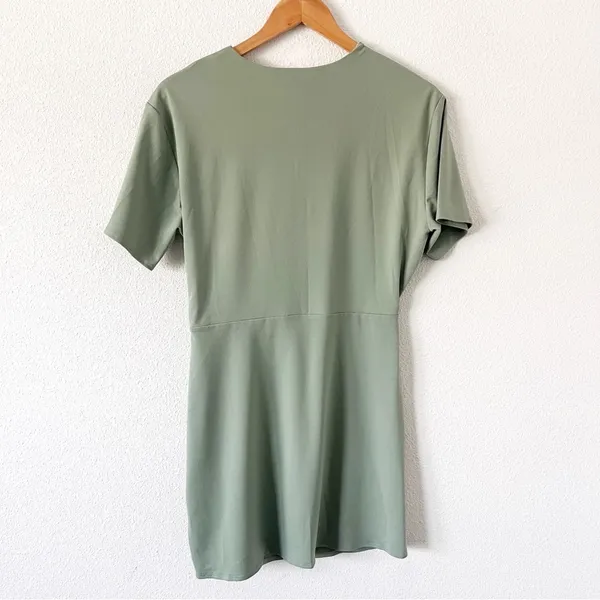 Abercrombie & Fitch Mint Green Side Knot Draped Classic Casual Fit Mini Dress - Image 7