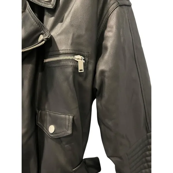 Dolls Kill Current Mood NWT Circuit Breaker Moto Trench Coat Sz XL Vegan Leather - Image 7