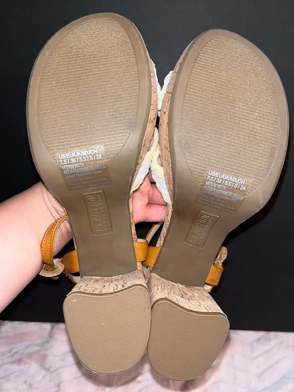 Reaction Kenneth Cole Reeva Platform Cork Block Heel Sandals Size 7.5 - Image 7