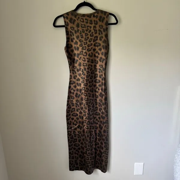 Zara Leopard Print Foil Knit Midi Dress Size S NWT - Image 5