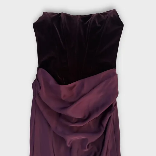 NEW Betsy & Adam Strapless Velvet & Satin Dress Size 8 - Image 7