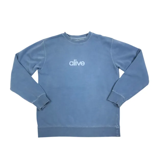 ALIVE Beautiful Day Crewneck Pullover Women M Sky Blue Unisex Oversize Stylish - Image 7