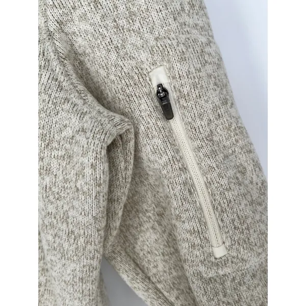 LL BEAN Sweater Fleece Jacket Womens Medium Beige Oatmeal Full Zip 279684 - Image 3