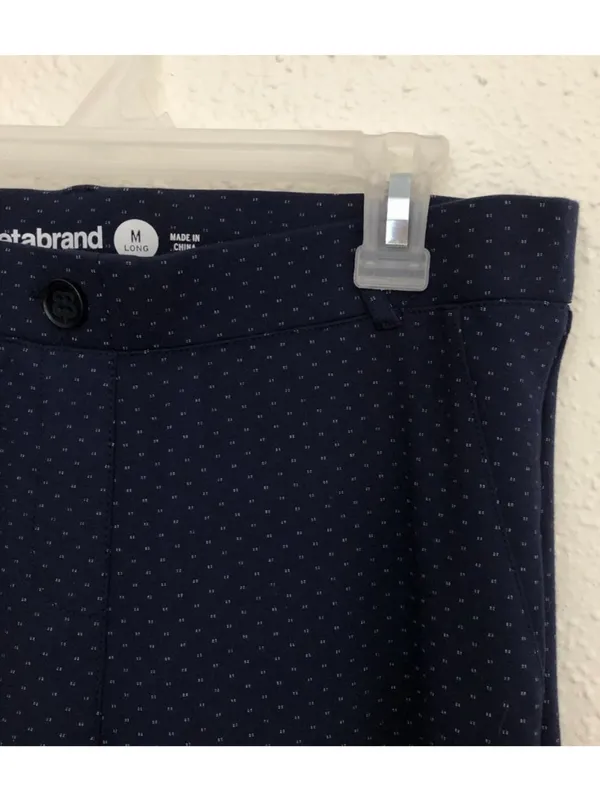 Betabrand Navy Blue Printed Dress Pants Yoga Pants Medium Long work trousers - Image 6