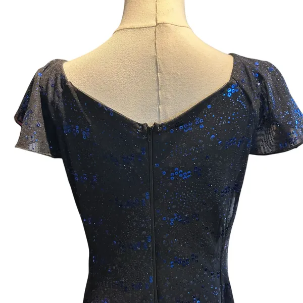 Black Dress Blue Sequin Formal USA Southeastern Performance Apparel SZ 10 LBD - Image 6