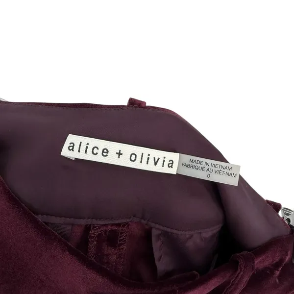 Alice + Olivia‎ Olivia Burgundy Merlot Velvet Bootcut Trousers Pants Size 0 - Image 12