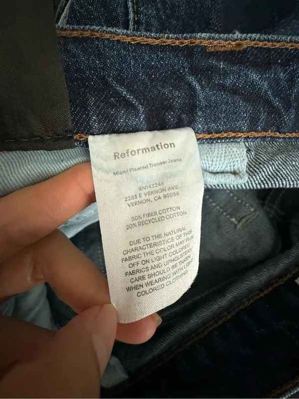 Reformation 28 Miami Pleated Trouser Jeans Tantum Dark Wash Relaxed Office - Image 5