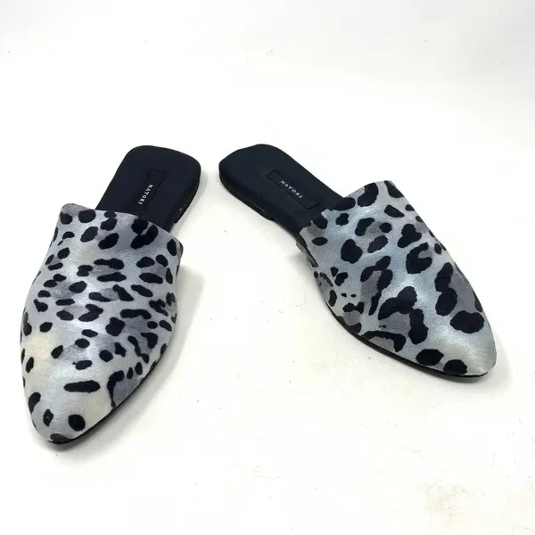 Natori Adore Satin Leopard Print‎ Mules Black Gray Size US 7 - Image 2
