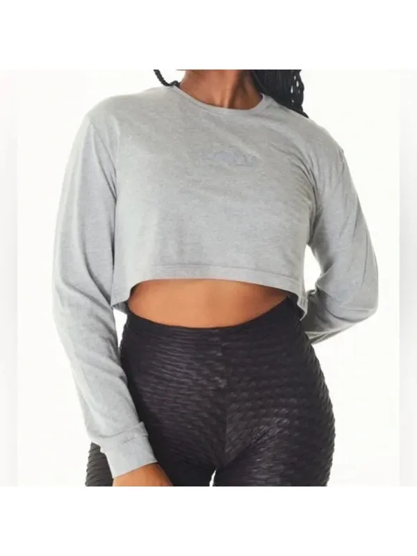 Booty by Brabants Ultra Cropped Long Sleeve Dark Heather Grey NWOT - Image 2