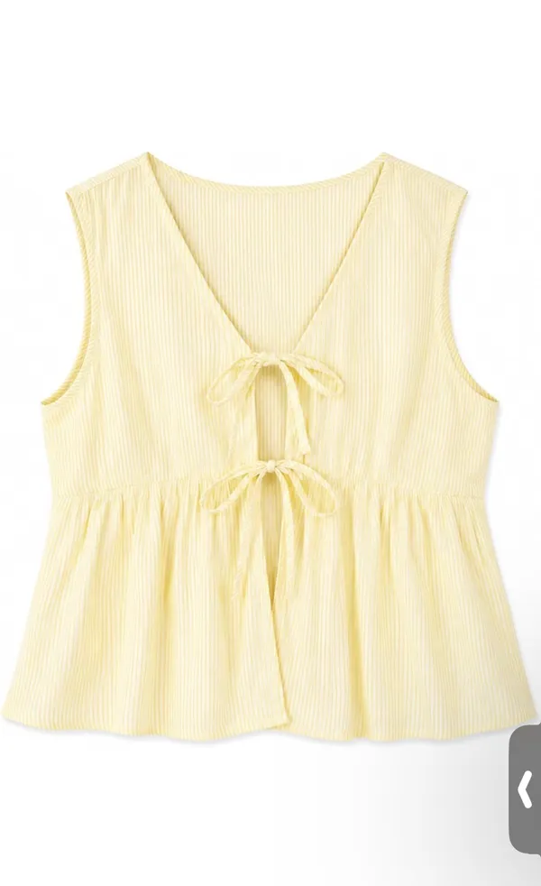 Remidoo Women's Striped Tie Front Peplum Tank Tops Sleeveless Blouse - Image 2