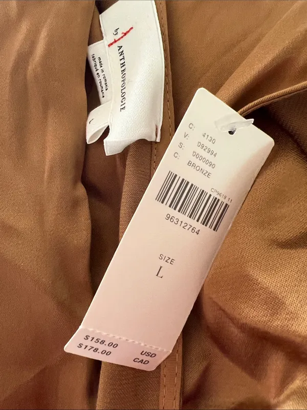 Anthropologie Bronze One Shoulder Maxi Dress Large New With Tags - Image 3