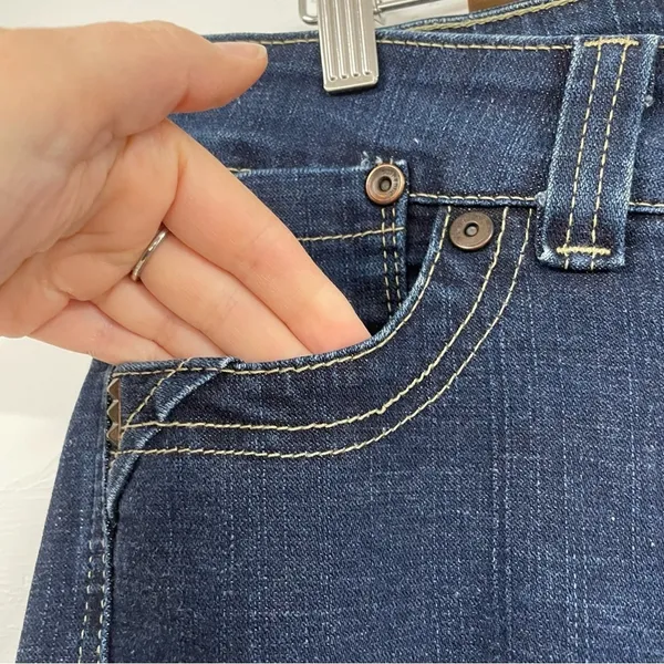 Authentic Denim Dark Wash Straight Leg Jeans Womens 10P Blue Denim Fall Casual - Image 5