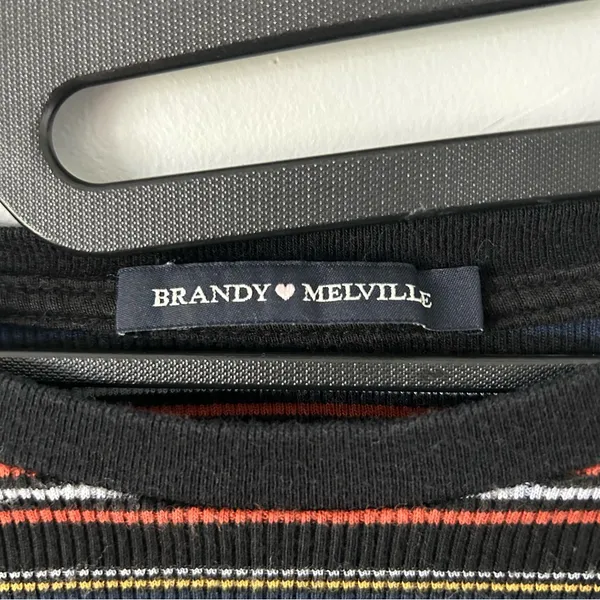 Brandy Melville Striped Cropped Long Sleeve Cotton Tee OS Indie Grunge - Image 4
