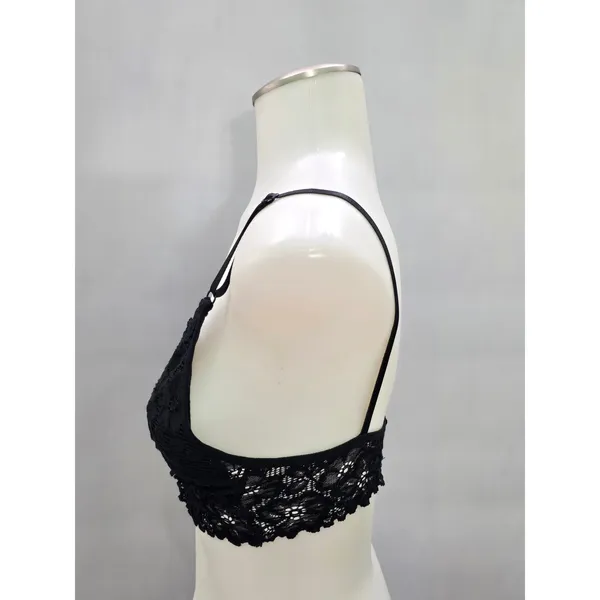 Black Goth Grunge Romantic Boudoir Bridal Cottage Lingerie Lace Bralette Small - Image 3