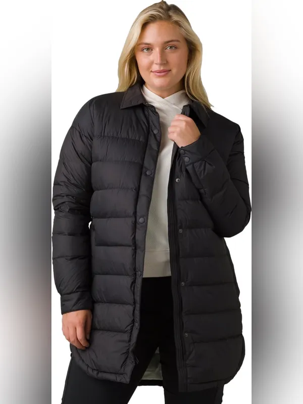 Prana Global Thistle Down Filled Black Long Coat XS - Image 4