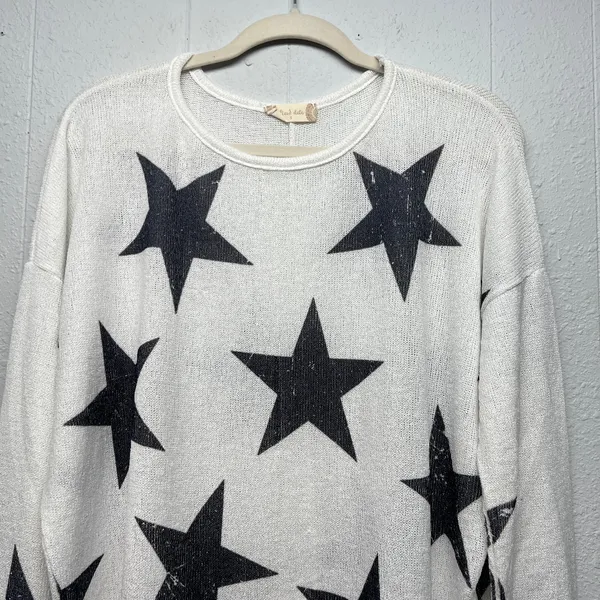Altar'd State Star Print Knit Sweater Womens Small Stretch Oversized Patriotic - Image 4
