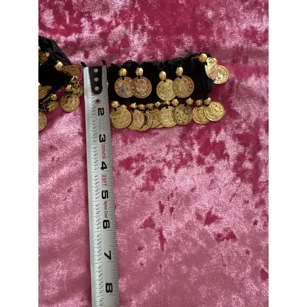 Gypsy Halloween Accessories Belly Dance Costume Hip Scarf Coins Beads Gold - Image 11