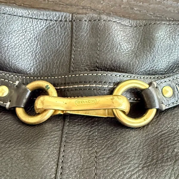 Vintage Coach Hamilton Hobo Bag Black Pebbled Leather Brass Horsebit Style 12460 - Image 9