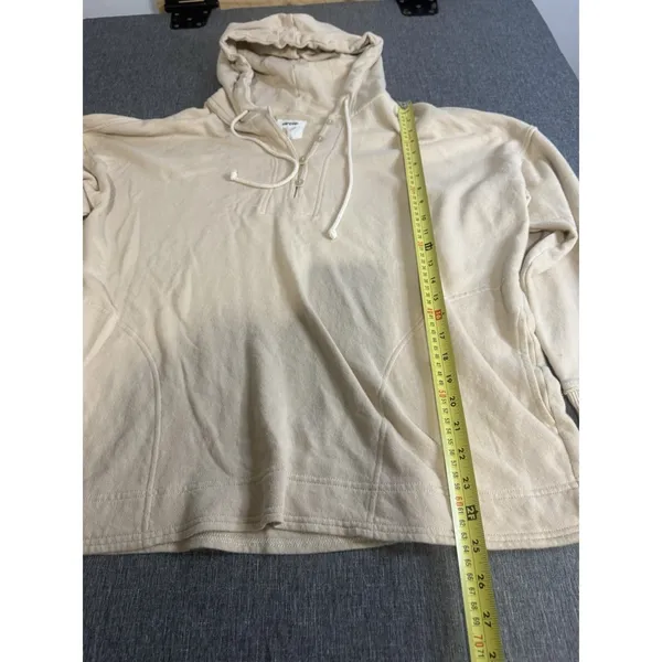 Aerie Women's Beige Henley Pullover Hoodie Oversize Sz M - Image 2