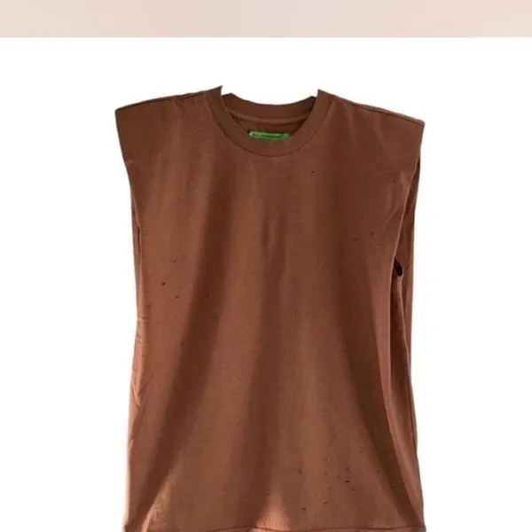 Free people x Sandrine Rose Shoulder Pad Brown Tank Top(Size Small) - Image 4