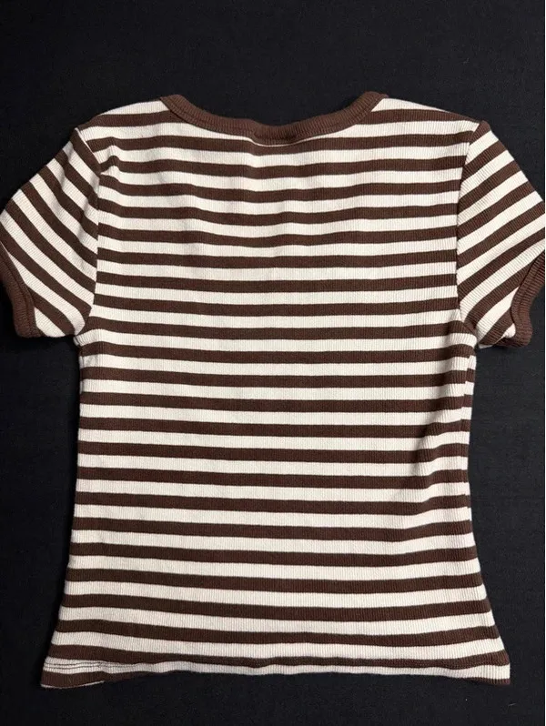 Brown and white striped top - Image 3