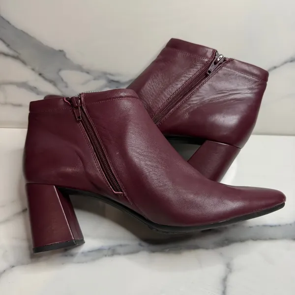 Aerosoles Burgundy Leather Head North Boots Sz 10 Comfort Classic Minimalist - Image 6
